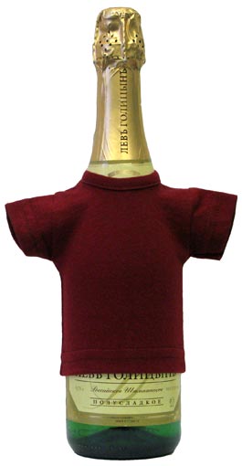 Мини-футболка на бутылку шампанского, бордовая