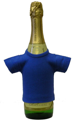 Мини-футболка на бутылку шампанского, васильковая