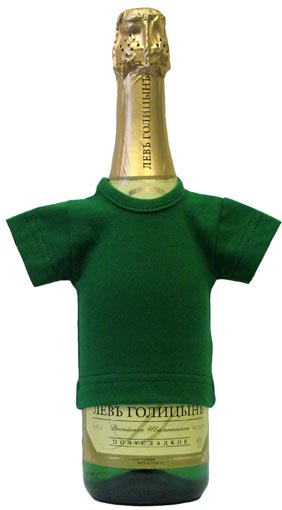 Мини-футболка на бутылку шампанского, зеленая