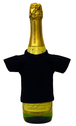 Мини-футболка на бутылку шампанского, темно-синяя