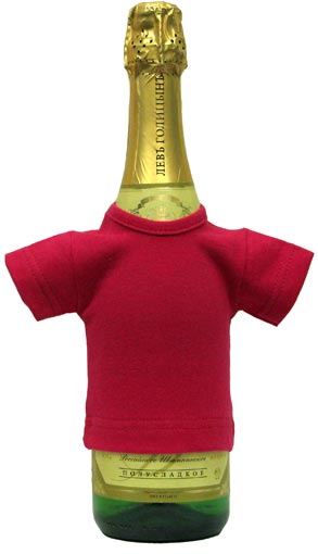 Мини-футболка на бутылку шампанского, цикламен