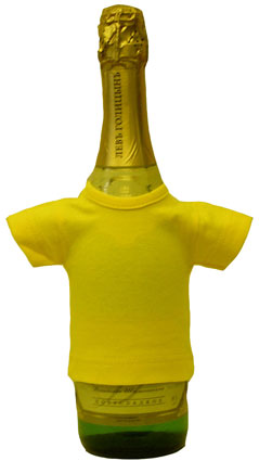 Мини-футболка на бутылку шампанского, яично-желтая