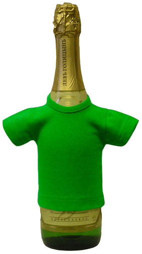 Мини-футболка на бутылку шампанского, ярко-зеленая