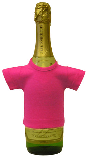 Мини-футболка на бутылку шампанского, ярко-розовая
