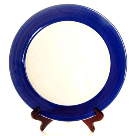 Тарелка под нанесение, белая с синей заливкой, диаметр 200 мм